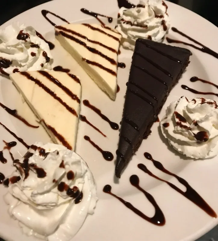 Cheesecake and chocolate torte dessert trio