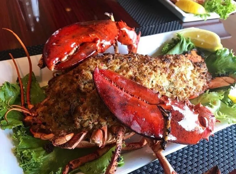 Baked stuffed lobster, an upscale entree served at private events